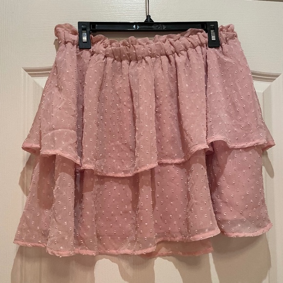 H&M Pink Bubble Mini Skirt with Ruffled Tiers - Picture 1 of 2